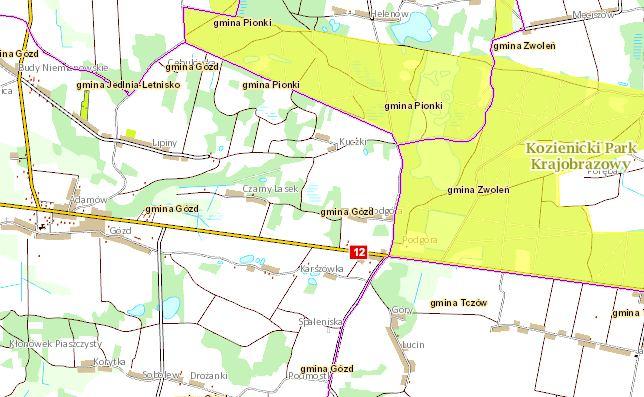 W granicach gminy znajduje się 1 274,66 ha otuliny parku, co stanowi ok. 16,4 % ogólnej powierzchni gminy.