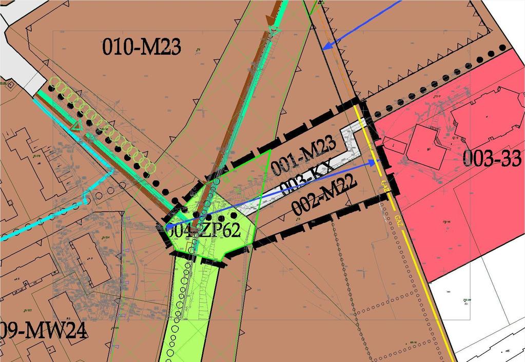 PROJEKT PLANU 4 tereny (M22, M23, ZP62, KX) zagospodarowanie 001-M23 i 002-M22 integralnie