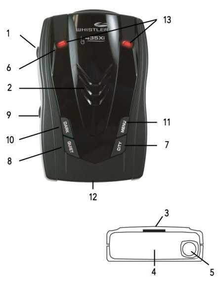 Funkcje Whistler GT-435Xi Eu Total Band Protection ochrona w całości pasm radarowych X, K, Ka, POP Wąskie Pasmo Ka Narrow Segmentacja Lasera Filtry pasm X/K Filtry pasma Ka Czerwony wyświetlacz OLED