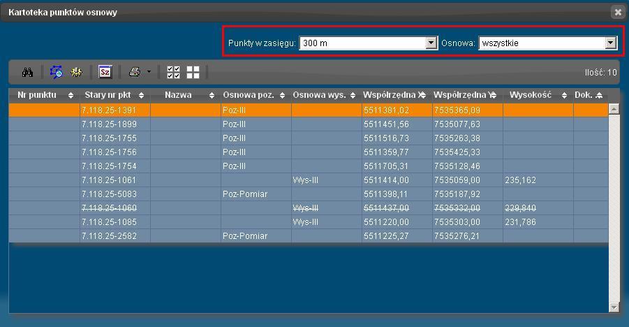 2015/08/01 20:02 9/14 - wyszukiwanie punktów osnowy po zadanych kryteriach tj: numer punktu, sekcja, osnowa, - podgląd punktu na mapie, - ustawienia osnowy dotyczące wyboru układu wysokościowego i