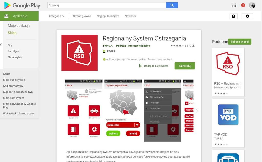 > Regionalny System Ostrzegania przesyła ostrzeżenia IMGW o