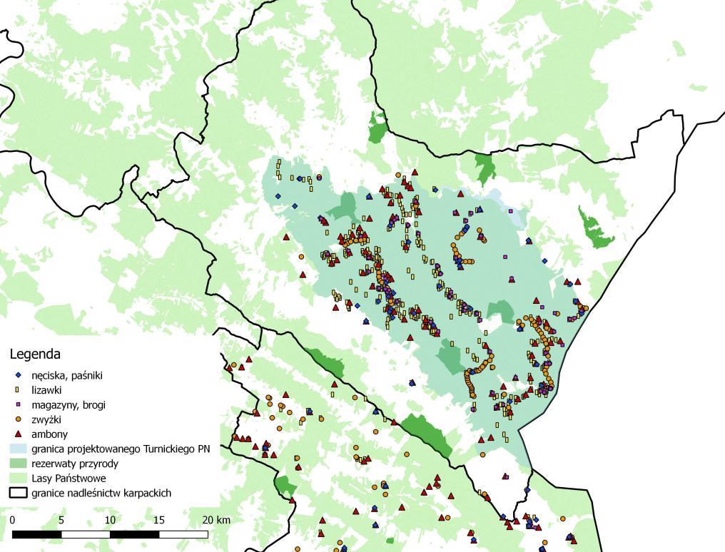 Narodowego (122), Baligród (301), Cisna (120), Komańcza (182).