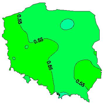 Udział czasu możliwego wykorzystania w cyklu całorocznym, wariant I 1/