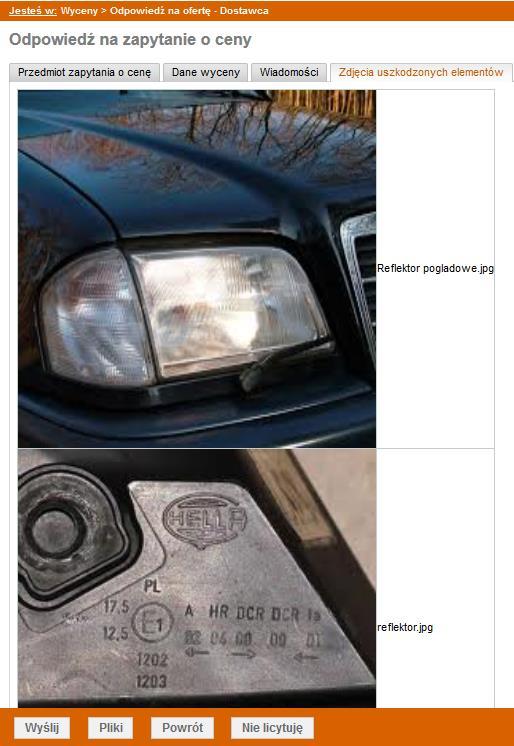 formie informacji o wyposażeniu pojazdu co jest widoczne na rys. 15.