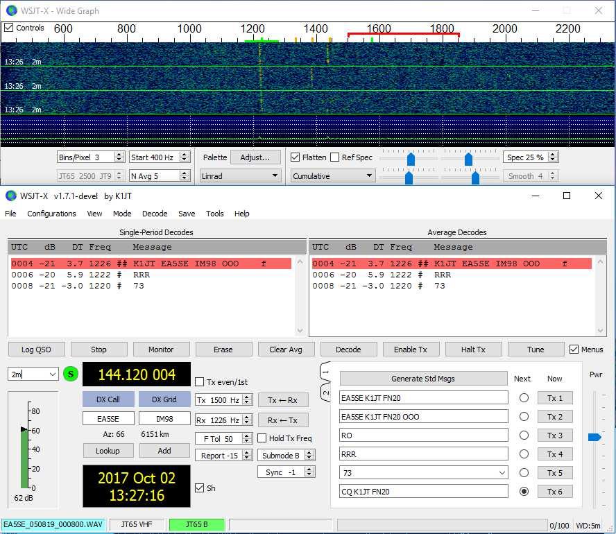 8.4. QRA64 QRA64 jest zaprojektowany dla EME na VHF i wyższych pasmach; jego działanie jest zasadniczo podobne do JT4 i JT65.