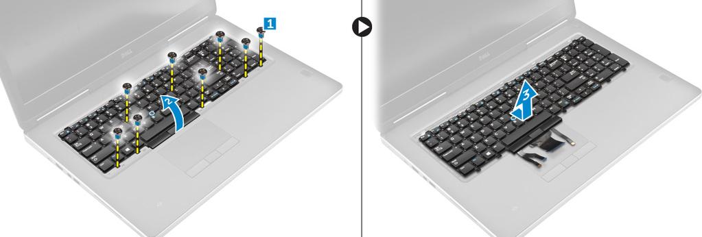 3 Wsuń oprawę klawiatury od przodu i ustaw ją w odpowiednim położeniu na komputerze.