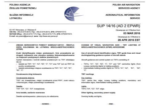 Każdemu Suplementowi do AIP przydziela się kolejny, połączony z rokiem kalendarzowym, numer seryjny.