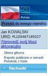 UWAGA Każdy użytkownik może posiadać wyłącznie jeden URID w części Rejestru administrowanej przez dane państwo.