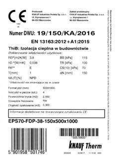 wytrzymałości na rozciąganie [kpa] DS(70,-) stabilność wymiarowa w temperaturze 70 C [%], DS(N) stabilność wymiarowa w warunkach laboratoryjnych [%], CS(10) poziom naprężenia ściskającego przy 10