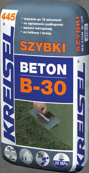 Atutem szybkość wiązania Stosując szybki beton nie trzeba mieszać zaprawy SZYBKI BETON B-30 445 to innowacyjny produkt, z wodą, a jedynie wsypać do