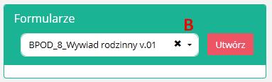 Ewidencja wizyt w pobycie pacjenta, a następnie wybrać z kafelka Formularze odpowiedni