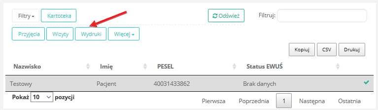 Rys. 11 Okno wydruków powinno wyglądać jak poniżej, jednak zakres prezentowanych i możliwych do wykonania wydruków może być różny w zależności od konfiguracji i uprawnień. Rys.