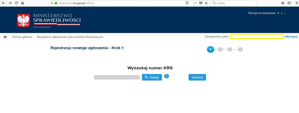 Po wpisaniu nazwy roboczej zgłoszenia, wyborze okresu, za jaki składane są dokumenty oraz wyborze rodzaju zgłoszenia ( Składanie sprawozdań finansowych i innych