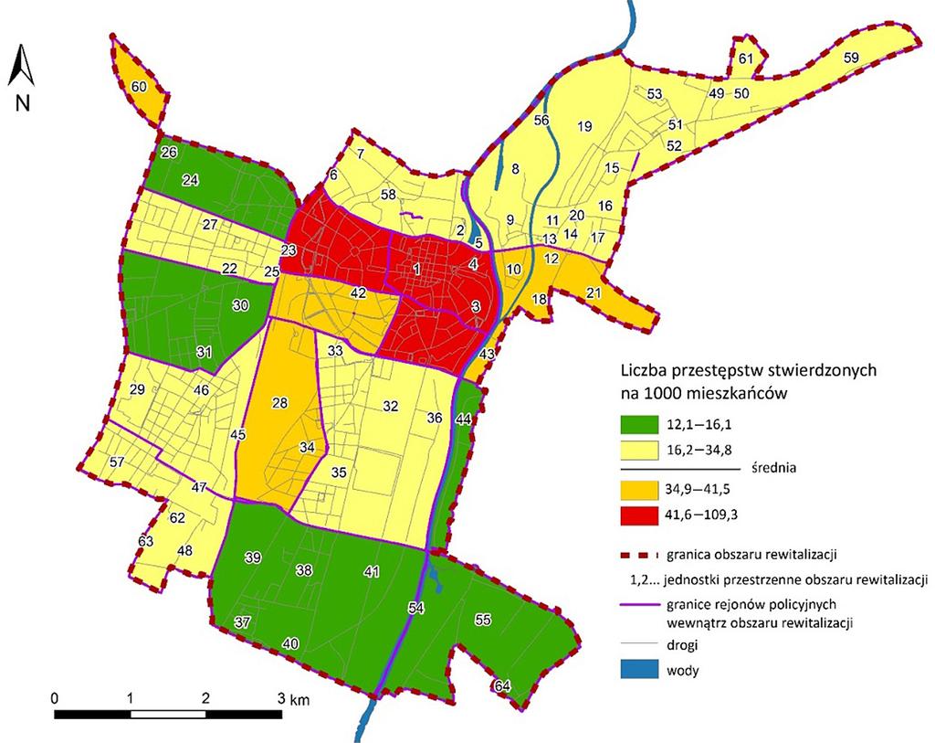 Graficzna prezentacja danych w gminnym programie rewitalizacji problemy i wyzwania 109 Bardzo ciekawym przykładem prezentacji nasilenia zjawiska, wykorzystanym w projekcie GPR dla Poznania, jest