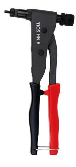 n TIOS HN6 Nitownica ręczna do osadzania nitonakrętek od M M6 i nitośrub od M4 M6 Dane techniczne Skok roboczy: 7,0 mm Długość: 265,0 mm Szerokość: 14,0 mm Waga: 0,7 kg Zakres dostawy Nitownica