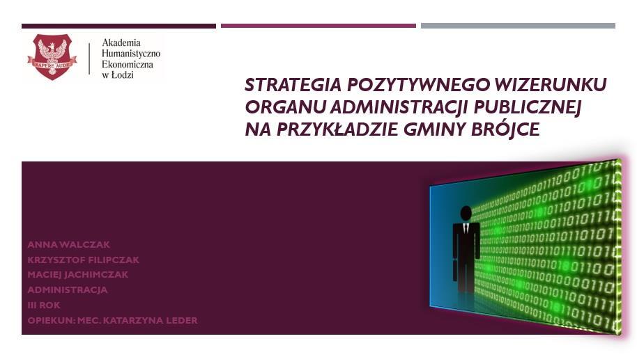publicznej realizowany na zajęciach projektowych: