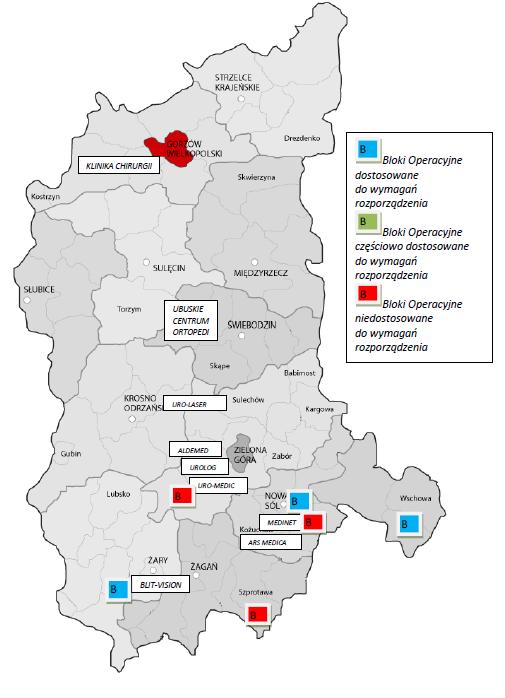 Stan dostosowania Bloków Operacyjnych w szpitalach województwa