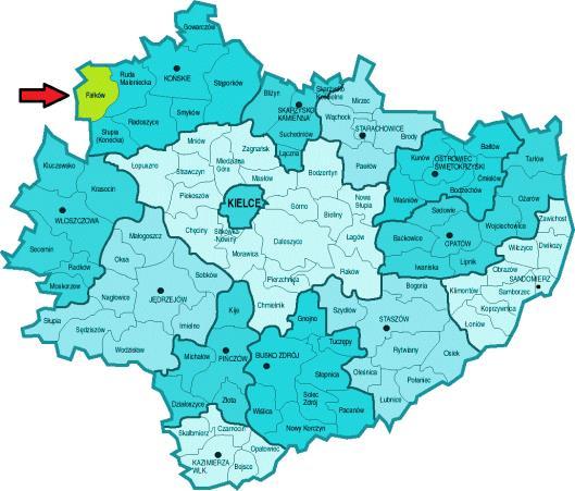 Gmina Fałków leży w północno-zachodniej części województwa świętokrzyskiego, w zachodniej części powiatu koneckiego.