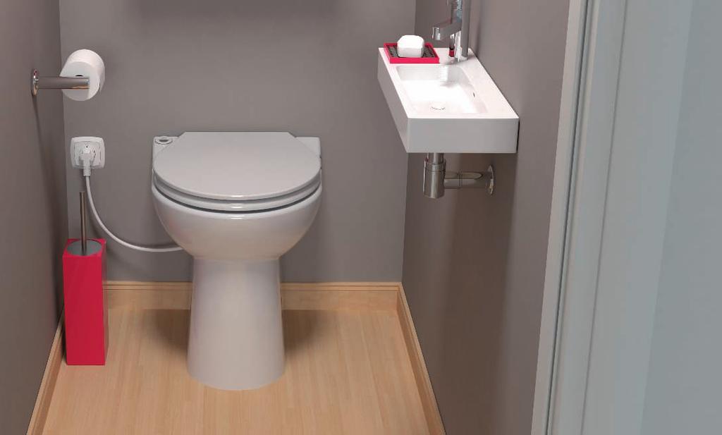 SA NICOMPA CTY Najmniejszy kompakt WC z wbudowanym pomporozdrabniaczem m 0 m Ceramika Technologia SILENCE Opcjonalnie w wersji umywalki COMPACT 4