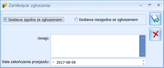 zgłoszonego towaru. W polu Uwagi można wpisać dodatkowe informacje o zamówieniu. Poniżej należy podać datę zakończenia przejazdu towaru. Rys 5.