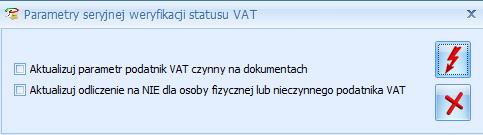 Jeżeli na dokumencie w rejestrze VAT, na którym wybrano odliczenia Tak lub Warunkowo, na zakładce [Kontrahent] odznaczony zostanie parametr Podatnik VAT czynny lub zaznaczony zostanie parametr