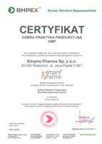 Mając na uwadze bezpieczeństwo Klientów i wysoką jakość produkcji, nasza firma działa w oparciu o standardy Dobrej Praktyki Produkcyjnej (ang. Good Manufacturing Practice).