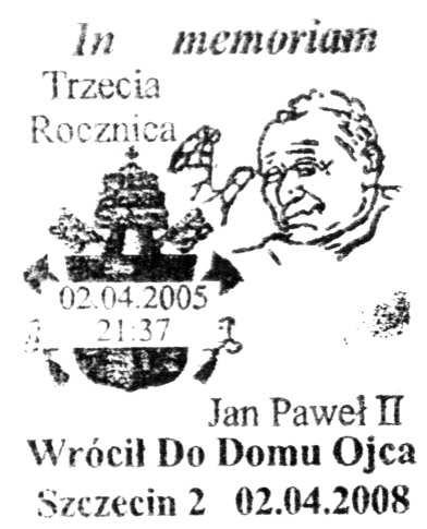 NA PAPIESKIM SZLAKU. 8. 18.05.2008 WADOWICE rys. Ojciec Święty Jan Paweł II w piusce przytula dziecko i tekst : 88.