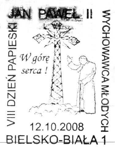 2008 BEŁCHATÓW 1 w mitrze trzymającego krzyż pasterski i tekst : HABEMUS PAPAM. 1978 2008. 14. 16.10.