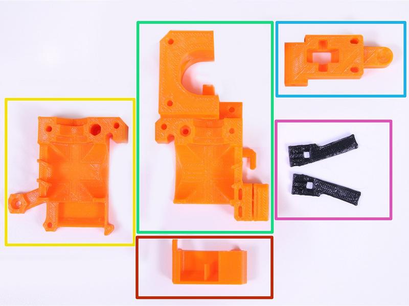 Step 2 Części wydrukowane 3D Pokrywa ekstrudera Extruder-body (korpus ekstrudera) Uwaga!