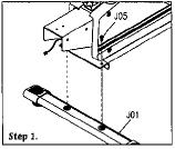 Część 3. MONTAŻ Krok 1. Przymocuj przednią stopę (J01) do wspornika ramy przy pomocy dwóch śrub 15mm (J05). Krok 2.