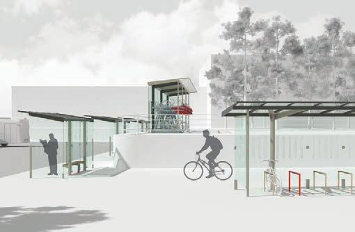 regio velo bus stops and bicycle shelters in one style REG-V410 Wiata na rowery stalowa konstrukcja nośna, zadaszenie ze szkła bezpiecznego, tylne i boczne ściany ze szkła hartowanego, stalowe