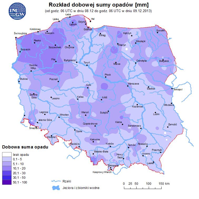 Oblodzenie pojawi się najpierw na północy województwa i stopniowo będzie obejmować obszary położone w centrum i na południu.