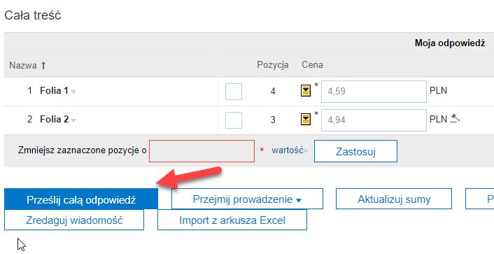 Instrukcja Logowanie oraz panel Po przesłaniu odpowiedzi nasza cena (jako najbardziej korzystna) zostanie