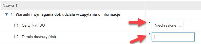 Forma wymaganej w danym pytaniu odpowiedzi może być dowolna lub narzucona, ograniczona w jakiś sposób przez Kupującego, autora zapytania.
