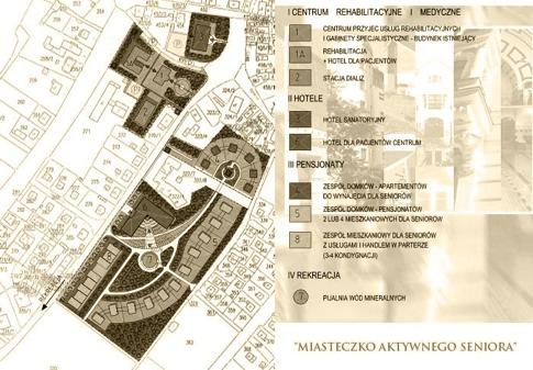osób starszych. Ca#e za#o(enie stanowi& maj$ wkomponowane w tkank' miasta kamieniczki z towarzysz$cym im kompleksem us#ugowym.