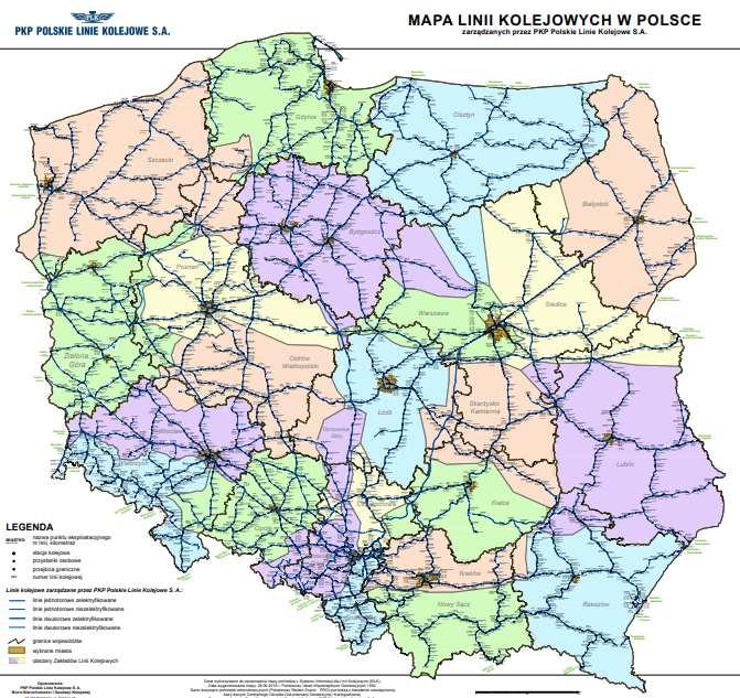 The map of polish railway lines