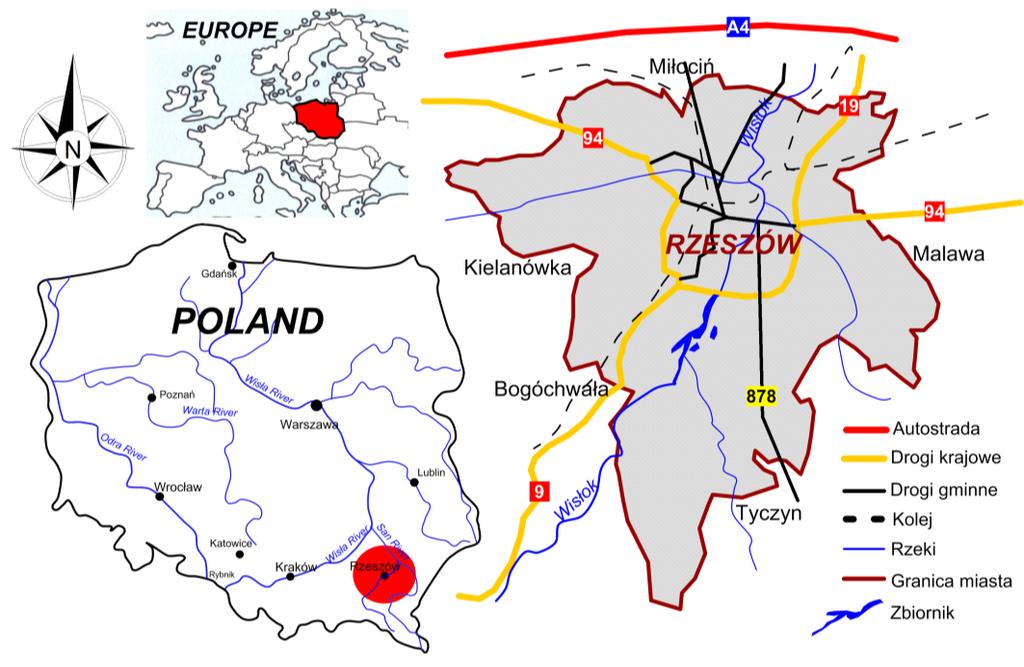 Rys. 1. Lokalizacja obiektu badań Wykonane w lipcu 1986 roku pomiary zamulenia wykazały, że w ciągu trzynastu lat eksploatacji nastąpiło zmniejszenie pojemności zbiornika o ok. 66 %, tj.
