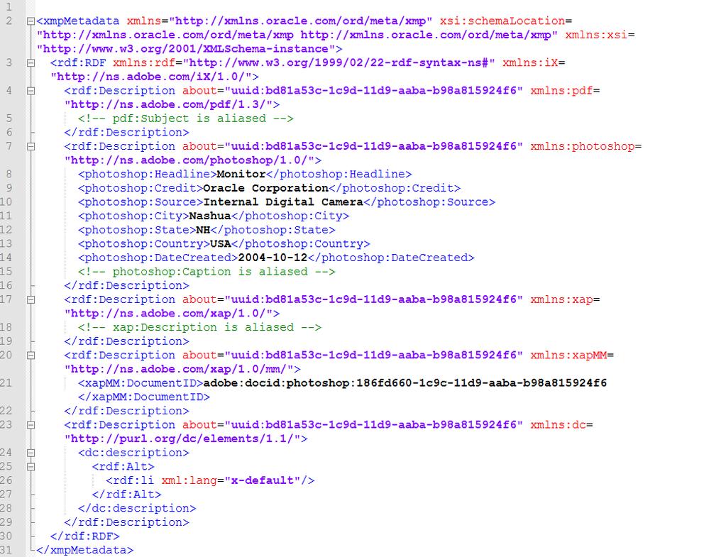 Mechanizmy wyszukiwania obrazem 9 Rys. 1. Przykładowe metadane w standardzie XMP (ang. Extensible Metadata Platform) Fig. 1. Sample metadata in XMP standard Rys. 2.
