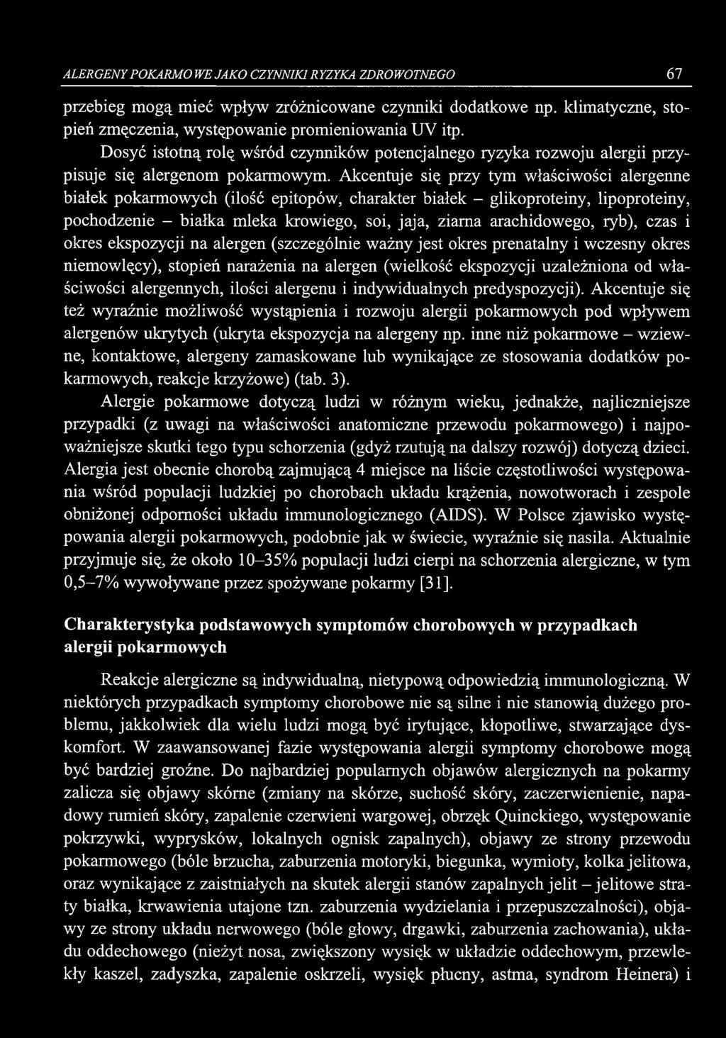 ALERGENY POKARM OW E JAKO CZYNNIKI RYZYKA ZDROWOTNEGO 67 przebieg m ogą mieć wpływ zróżnicowane czynniki dodatkowe np. klimatyczne, stopień zmęczenia, występowanie promieniowania UV itp.