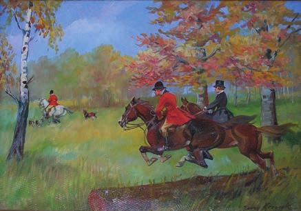 KOTOWSKI Jan Polowanie z chartami 65 x 94 cm Kat.