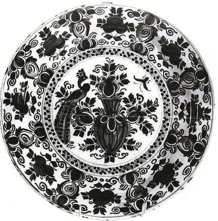 Catalogue Of Losses Crafts Zaginięcie w 1997 r. z Muzeum Narodowego w Gdańsku 27. TALERZ dekorowany do zawieszenia Holandia, Delft, XVIII w.