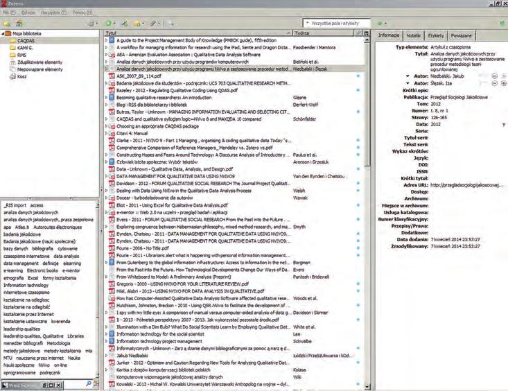 272 Kamil Głowacki multimedialnych z możliwościami tworzenia bibliograficznych baz danych dla przeglądanych PDF-ów i dodawanych rekordów).