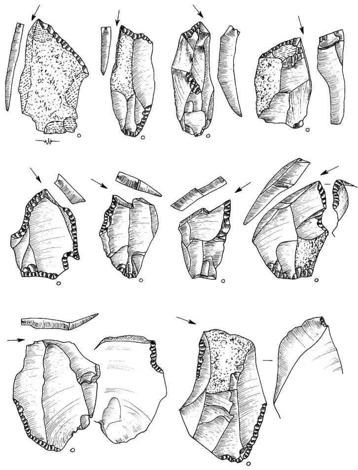 Ryc. 36. Bolków 1, wykop III, krzemienica 3. Rylce. Rys. T. Galiński Fig.