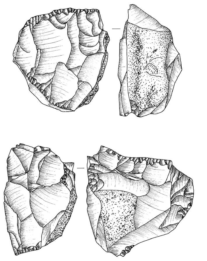 Ryc. 26. Bolków 1, wykop III, krzemienica 3. Rdzenie. Rys. T. Galiński Fig.