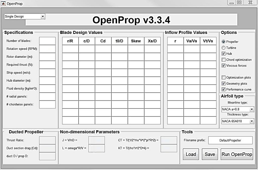 Na podstawie wykresów ustalono podstawowe założenia, które zostaną wykorzystane do analizy poszczególnych geometrii śruby za pomocą opcji Single Design programu OpenProp v3.3.4.