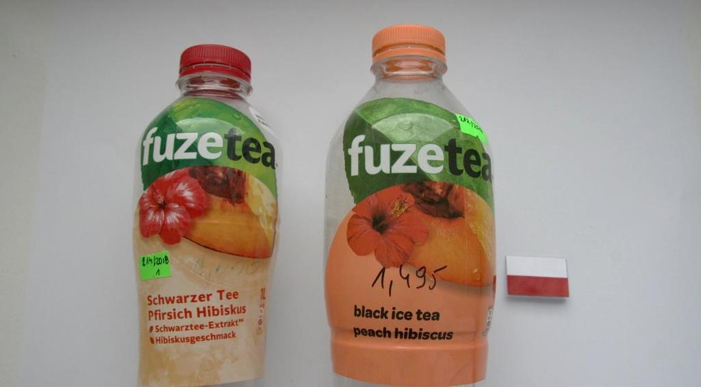 Fuzetea o smaku brzoskwiniowym : produkt PL ma zdecydowa mj czytelne oznakowa, miejscami prawie czytelne.