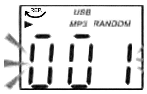 2) Zene lejátszása közben a szám száma és az adott mappa, az MP3 és a ' ' ikon megjelenik a kijelzőn. 3) A lejátszást bármikor meg lehet állítani a STOP gombbal ( ).
