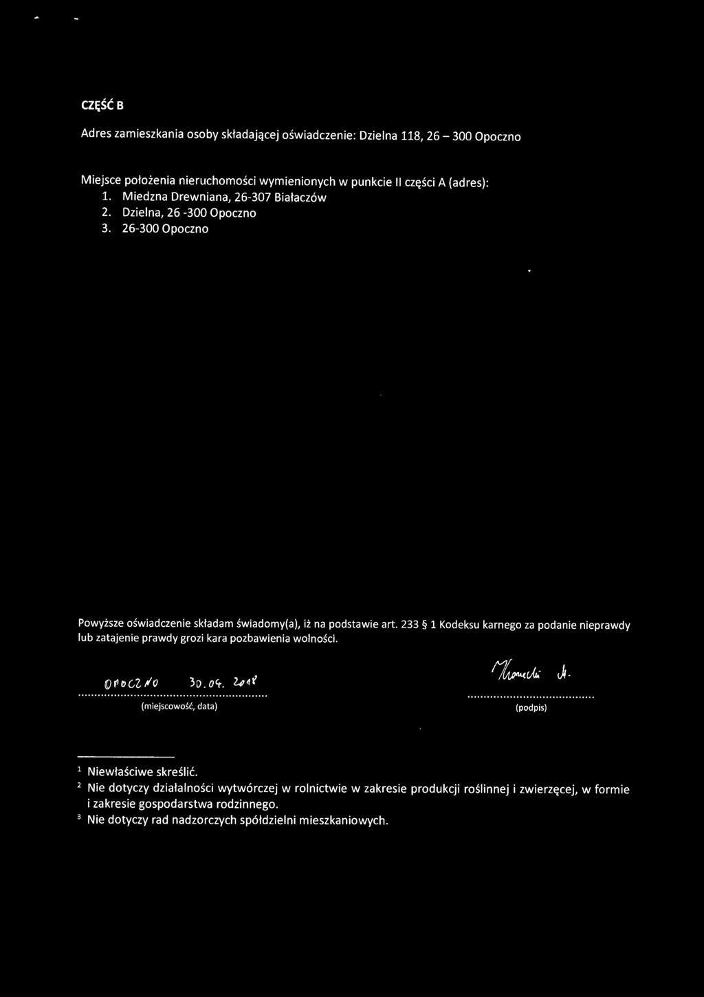 (miejscowość, data) (podpis) 1 Niewłaściwe skreślić.