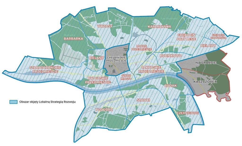 Nazwa jednostki urbanistycznej Lokalna Strategia Rozwoju dla obszaru Lokalnej Grupy Działania Dla Miasta Torunia Liczba mieszkańców (stan na 31.12.
