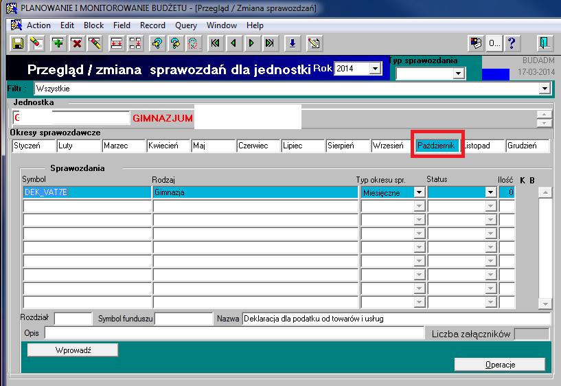 2.1 Ręczne wprowadzanie deklaracji VAT-7 W celu ręcznego wprowadzenia nowej deklaracji VAT-7 należy uruchomić funkcję Sprawozdania użytkownika.